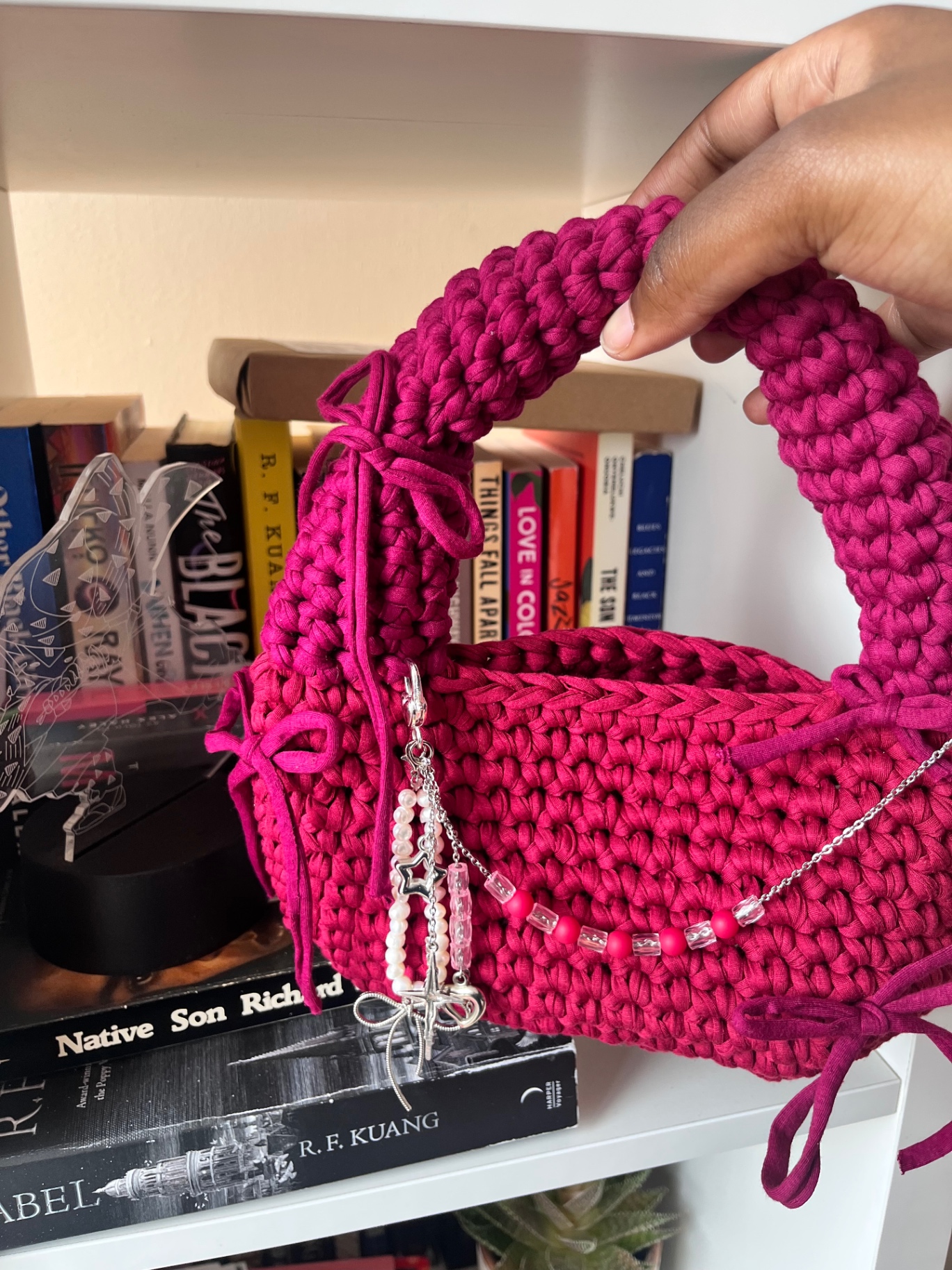 raspberry bow bag