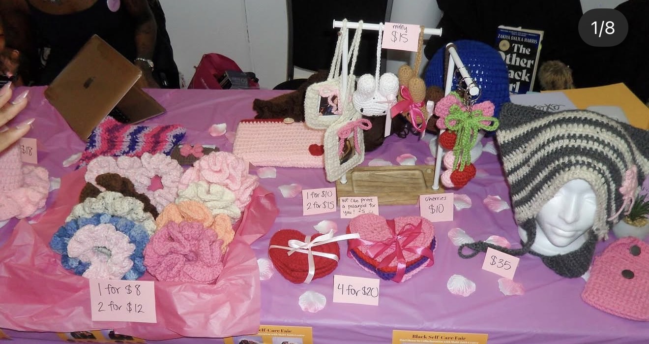 Crochet Gardens market table at Black Self-Care Fair